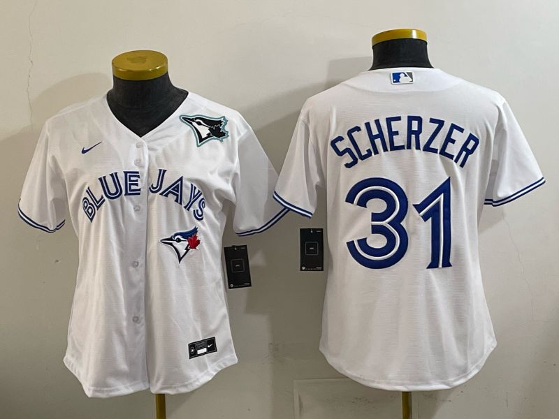 Women 2026 Nike Toronto Blue Jays #31 Scherzer White Game MLB Jersey 03->->